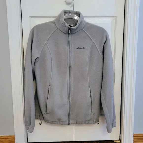 Columbia Light Gray Zip Up Fleece, Ladies Size Medium - Picture 1 of 5